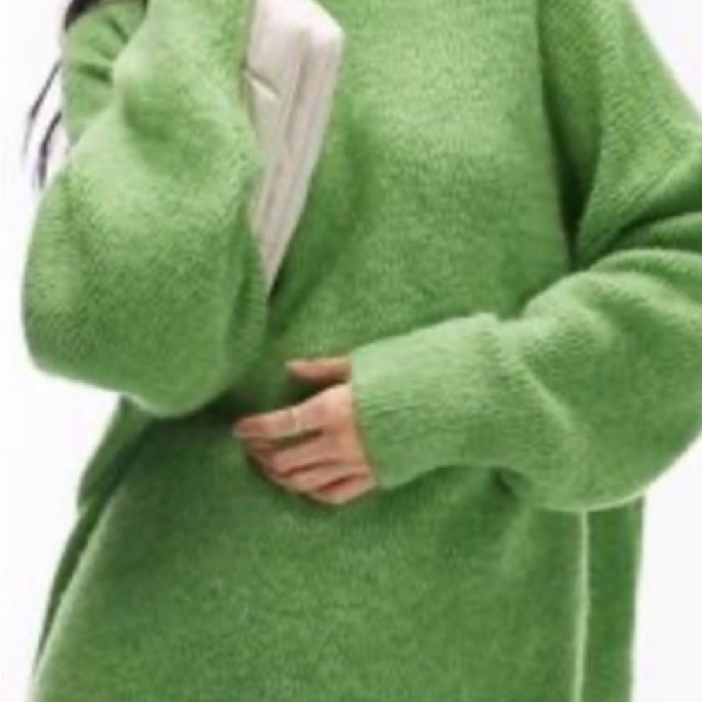 Topshop Mock Neck Oversized Green Women's Sweater UK L / US 12